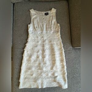 Adrianna Papell Champagne Embellished Layered Dress